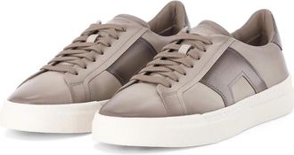 Santoni Leather Sneaker - Heren - Sneakers - Bruin - 45 1/2 EU - Leer - Schoenen