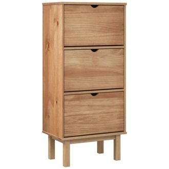 vidaXL Shoe Cabinet OTTA with 3 Drawers Brown Solid Wood Pine vidaXL