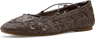 Lucky Brand Tennyr Crochet Ballet Flat Womens Flat Shoes Cappuccino : 6.5 M, Raffia