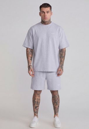 Siksilk Mens Grey Marl T-Shirt and Shorts Set XXL