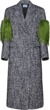 Prada visgraat wollen jas