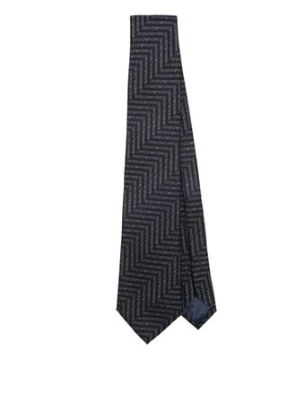 Emporio Armani Cravatta con stampa geometrica - Blu