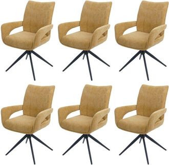 Hhg Nunca Usado] Juego De 6 Sillas De Comedor Hhg 273, Silla De Cocina, Giratoria Con Retorno Autom&aacute;tico, Tela/tejido Chenilla (310 G/m&sup2;) &Ouml;ko-tex, Amarill