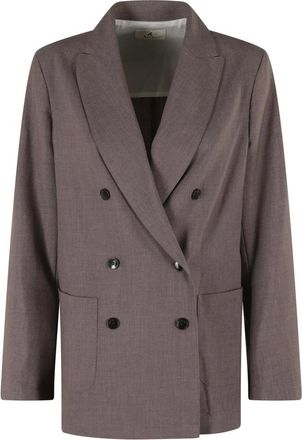 Myths Blazers, female, Gray, S, Taupe Blazer with Classic Reverse Collar