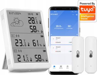 OEM Estaci&oacute;n Meteorol&oacute;gica Lcd Wifi Tuya + 2 Sensores Externos De Temperatura Y Humedad