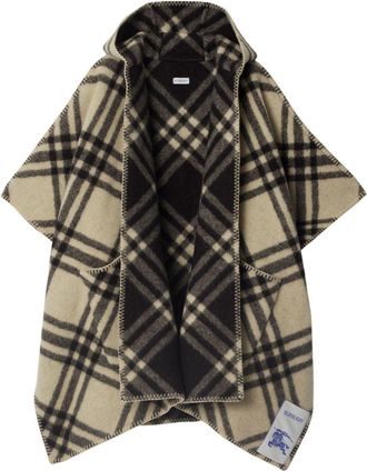 Burberry reversible checkered cape - unisex - Wool - OS - Neutrals