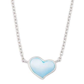 Jan Leslie Single Heart 18 Necklace Set In Sterling Silver in Blue at Nordstrom