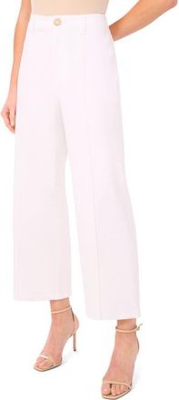 CeCe by Cynthia Steffe Flower Pintuck Wide Leg Jeans in Ultra White at Nordstrom, Size 10