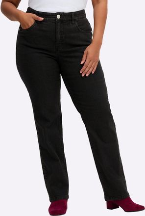 Sheego Bequeme Jeans SHEEGO, Damen, Gr. 40, Normalgr&ouml;ssen, schwarz denim, 99% Baumwolle, 1% Elasthan, unifarben, lang, Jeans Bequeme Jeans