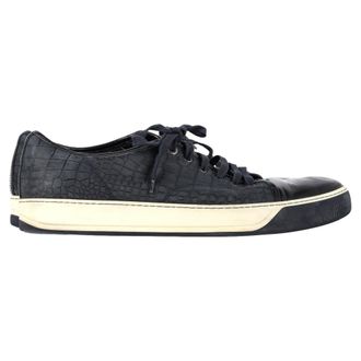 Lanvin Lanvin DBB1 Croc-Embossed Sneakers in marineblauw leer