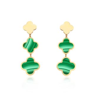 The Lovery Malachite Graduating Clover Dangle Earrings