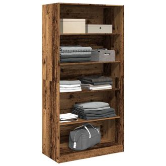 Berkfield Home Wardrobe Old Wood 100x50x200 cm Engineered Wood in Brown | Size: 100 x 50 x 200 cm