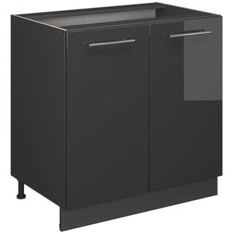 Vicco Armario Bajo Para Fregadero Fame-line, Antracita Alto Brillo, 80 Cm Con Estante, Sin Encimera, Vicco