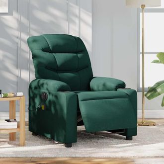 vidaXL Vidaxl - Sill&oacute;n Reclinable De Masaje El&eacute;ctrico Tela Verde Oscuro