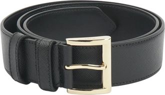 Prada Belts, female, Black, Size: 80 CM Saffiano Leather Belt