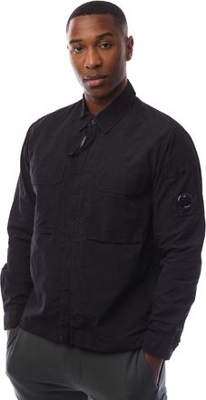 C.P. Company Mens Flatt Nylon Lens Overshirt in Black - Size X-Large