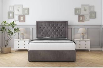 Comfort Beds Rio Naples Divan Set 2 Drawers-26 Headboard in Grey | Size: Single