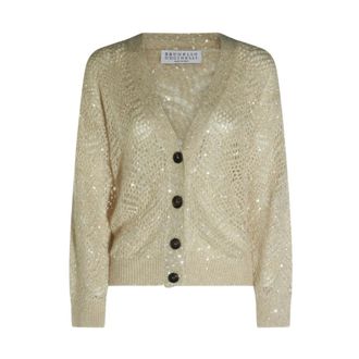 Brunello Cucinelli C&aacute;rdigan de punto abierto Mrg 562506 - Knitwear - Mujer - Beige - L