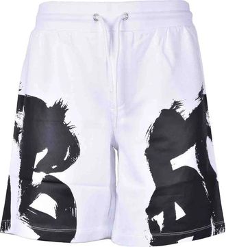 Dirk Bikkembergs White Graphic Cotton Shorts