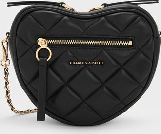 Charles & Keith Paffuto Quilted Heart Crossbody Bag