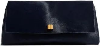 Khaite Audrey Genuine Calf Hair Clutch in Midnight Navy at Nordstrom