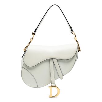 Dior Pre-owned Womens Grained Calfskin Saddle Bag - White Leather - One Size