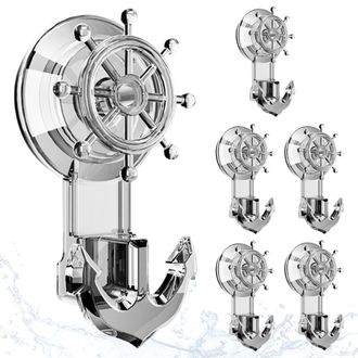 OEM Juego De 6 Ganchos Grises Con Ventosa Para Ba&ntilde;o, Cocina, Soporte Para Maquinilla De Afeitar, Capacidad De Carga De 10 Kg, Multiusos, Reutilizables, Ga
