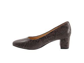 Trotters Kari Womens 1-2 inch heel Shoes Dark Grey Snake : 10.5 WW (EE), Leather