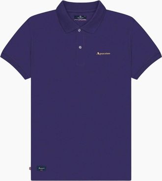 Aquascutum Mens Aquascutum Active Cotton Polo Dry-Fit Purple Polo Shirt - Navy - Size: 40