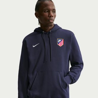Nike Atl&eacute;tico Madrid Club Nike Mens Soccer French Terry Pullover Hoodie in Blue | II3424-451