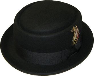 Maz Accessoires SUPERB 100% WOOL HAND MADE BLACK FELT CRUSHABLE PORK PIE TRILBY HAT