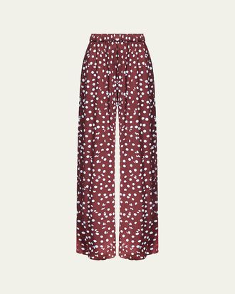 Diane Von F&uuml;rstenberg x Henry Zankov Verick Wide-Leg Polka Dot Silk Pants