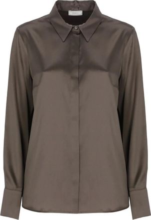 PESERICO Overhemden, Dames, Bruin, XL, Zijden Blouse