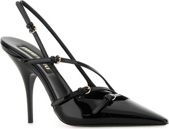 Miu Miu Womens Black Leather Pumps Nero Vitello Scarpe Con Tacco High Heel Shoes