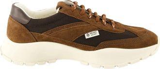Prada Sneakers van mesh en su&egrave;de - Dames - Sneakers - Bruin - 37 1/2 EU - Su&egrave;de - Schoenen
