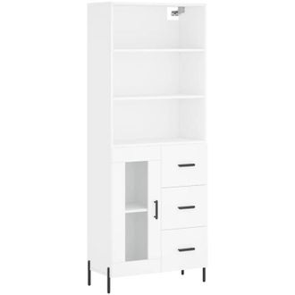 vidaXL Aparador Alto Madera Contrachapada Blanco 69,5x34x180 Cm Vidaxl