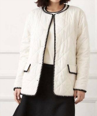Karen Kane Edge Stitch Quilted Jacket In Cream