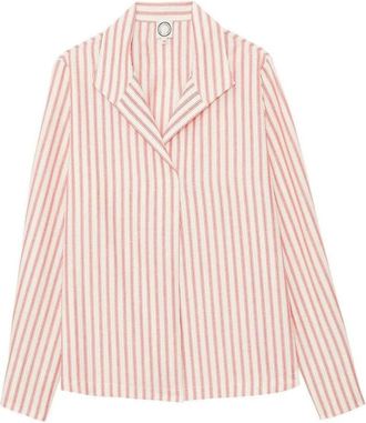 Ines De La Fressange Overhemden, Dames, Veelkleurig, L, Katoen, Gestreepte Katoen Linnen Shirt