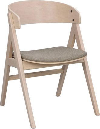 Rowico Design Stuhl Waterton mit Armlehnen aus nachhaltigem Eichenholz - Whitewash / Taupe