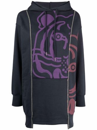 Kenzo graphic-print pullover hoodie - women - Cotton - S - Blue