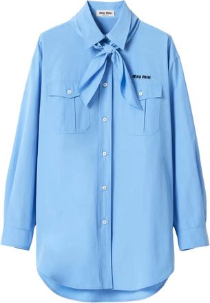 Miu Miu Camicia in popeline con dettaglio foulard - Blu