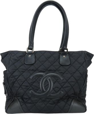 Chanel Matelasse Black Nylon Leather Tote Bag (Pre-Owned)