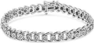 House of Brilliance 925 Sterling Silver 1/2 Cttw Diamond Miracle-Set Double Swoosh Wave Style 7 Tennis Bracelet in White at Nordstrom
