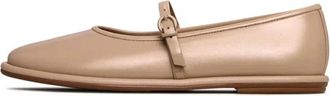 Cesare Gaspari Tijdloze elegantie Mary Jane platte schoenen - Beige - Dames - Ballerinas - Beige - 39 EU - Leer - Schoenen