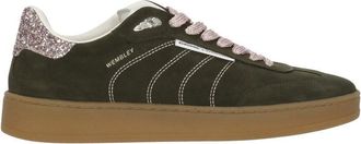 Crime London Green Wembley Glitter Accents Leather Sneakers