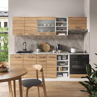 Vicco Mueble De Cocina R-line, Sonoma/blanco, 240 Cm Sin Encimera, Vicco