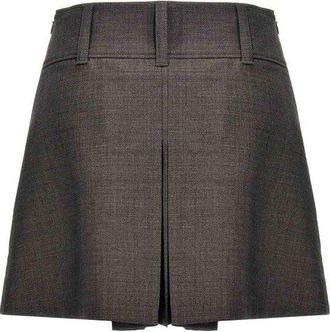 Brunello Cucinelli Wool Blend A-Line Shorts - Gray