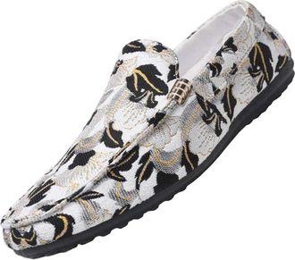 Generic Mens Slip On Casual Loafers Lightweight Fabric Driving Shoes Trendy Lazy Style Breathable Walking Moccasins for Daily Wear(Black,10.5)