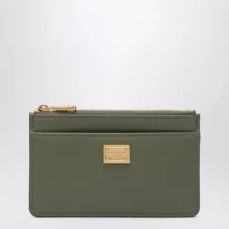 Dolce & Gabbana Zip card holder in plong&eacute; calfskin, military green