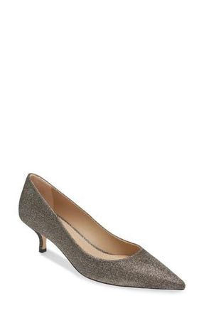 Stuart Weitzman Power Pointed Toe Kitten Heel Pump in New Pyrite New Noir at Nordstrom Rack, Size 6.5